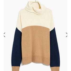 Madewell color block wool turtleneck sweater